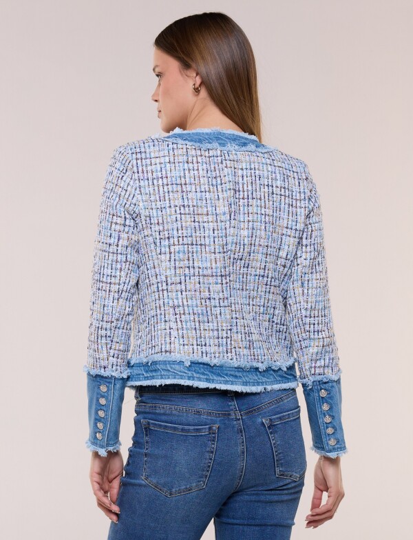 Chaqueta Tweed Multicolor Con Detalles Denim AZUL/MULTI
