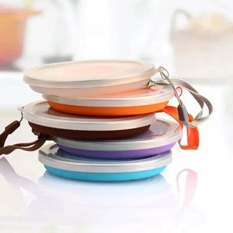 Vaso de silicona plegable con tapa Rosado