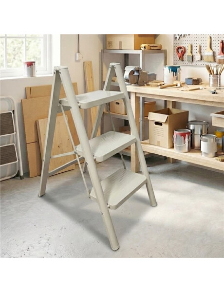 ESCALERA DE 3 NIVELES METAL 39x59x76CM BEIGE ESCALERA DE 3 NIVELES METAL 39x59x76CM BEIGE