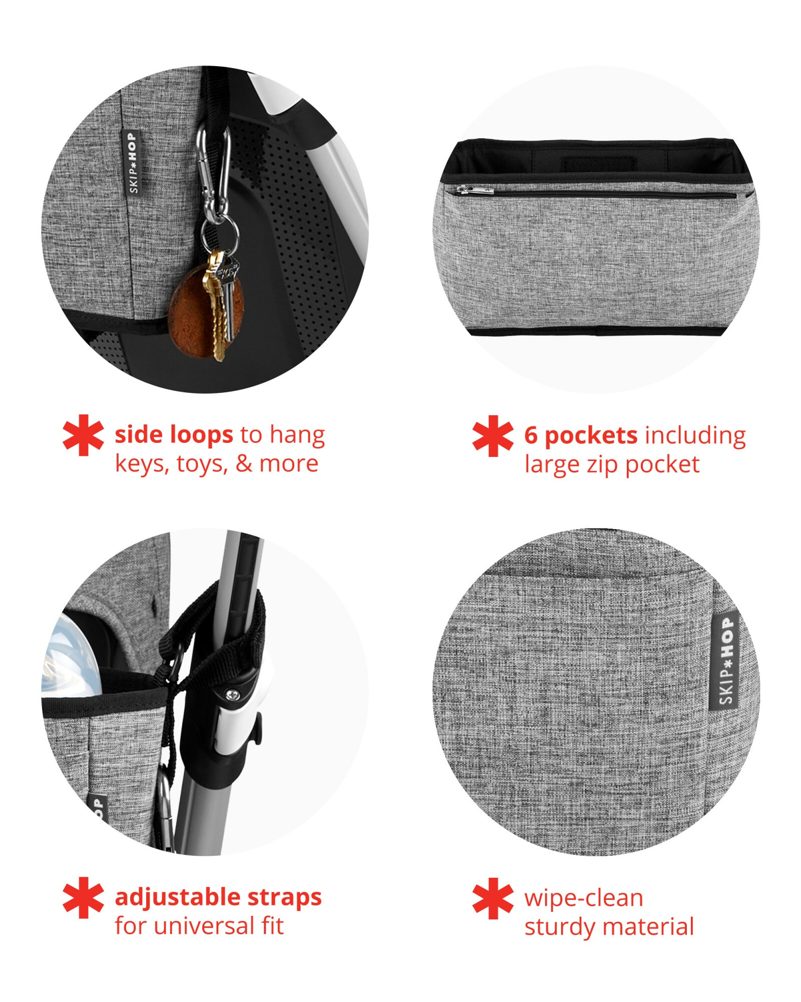 Organizador de cochecito, gris Organizador de cochecito, gris