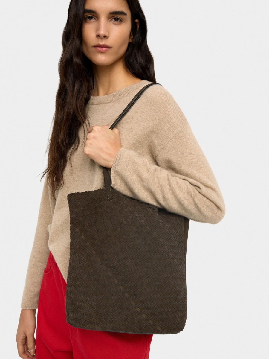 Bolso Shopper De Piel Trenzada marron