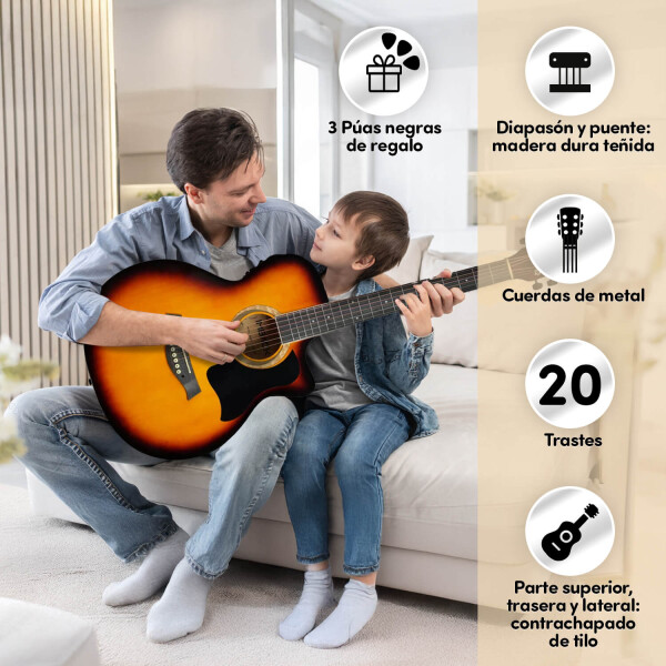 Guitarra Electroacústica para Diestros con Funda Color Cedro gui002 Guitarra Electroacústica para Diestros con Funda Color Cedro gui002