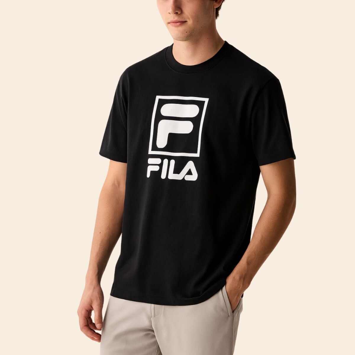 Remera De Hombre Confort Letter Fila - NEGRO 