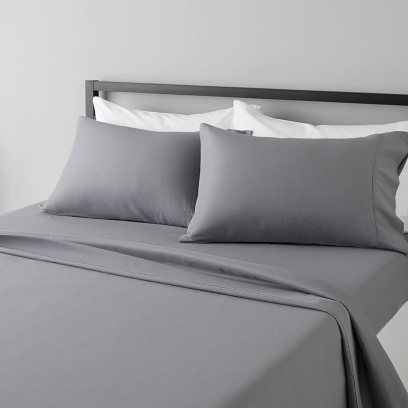 Juego Sábanas Queen Size Home Class Lisas 180 hilos 100% Algodón Gris
