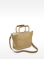 Bolso Tote Efecto Rafia Con Bandolera natural
