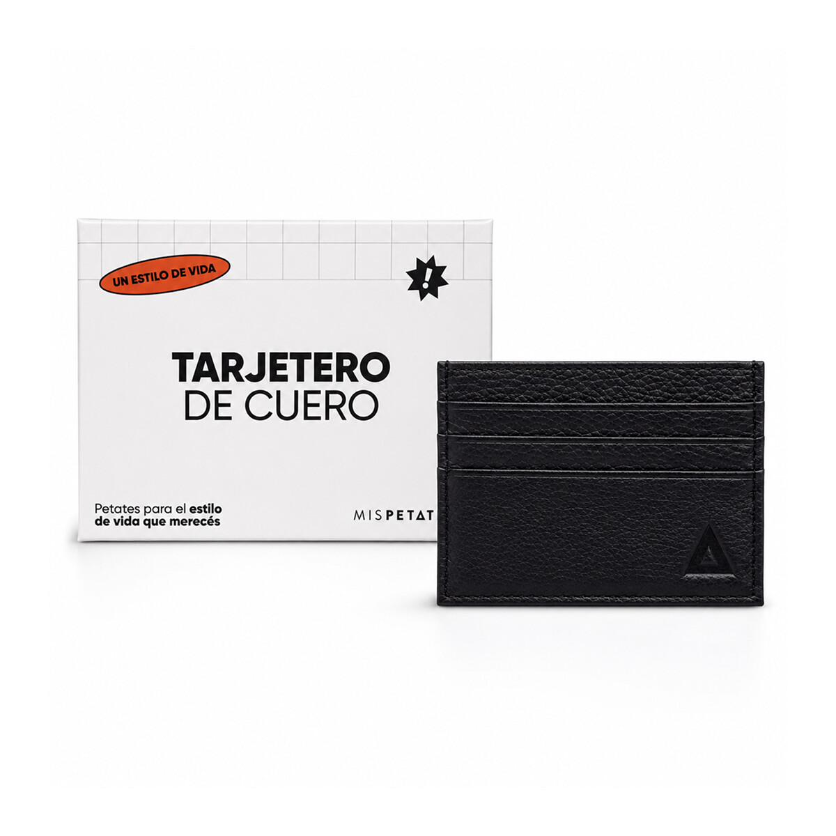 Estuche tarjetero con visor de cuero 11x8cm - Negro 