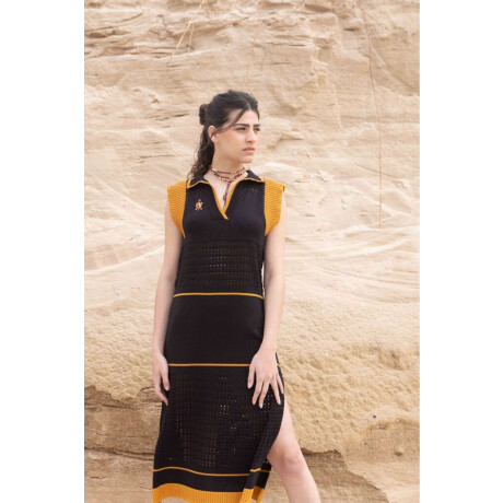Vestido Stripe Negro Y Came