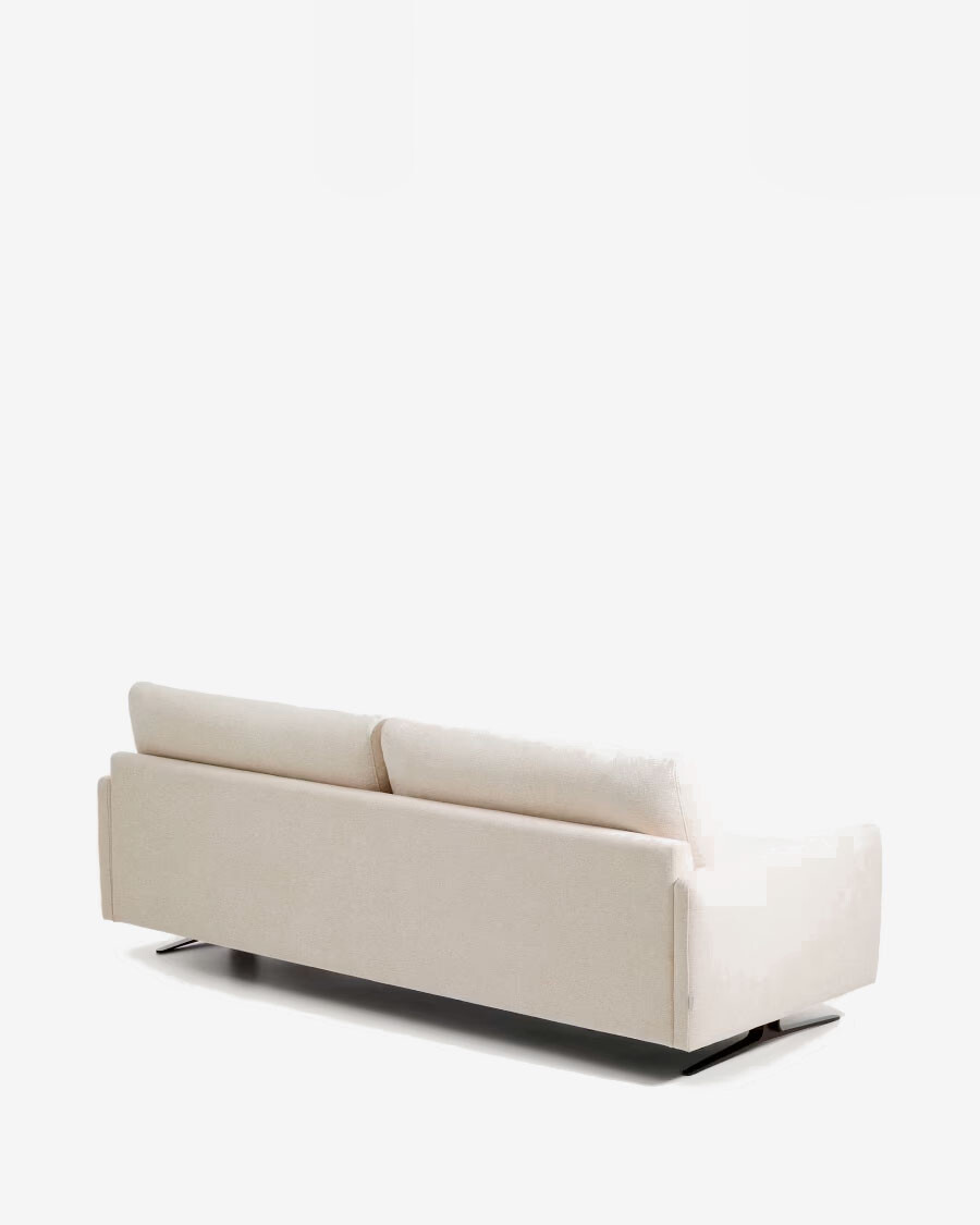 Sofá Veliro 3 plazas de chenilla beige y patas de acero con acabado negro 240 cm FSC Mix Credit Sofá Veliro 3 plazas de chenilla beige y patas de acero con acabado negro 240 cm FSC Mix Credit