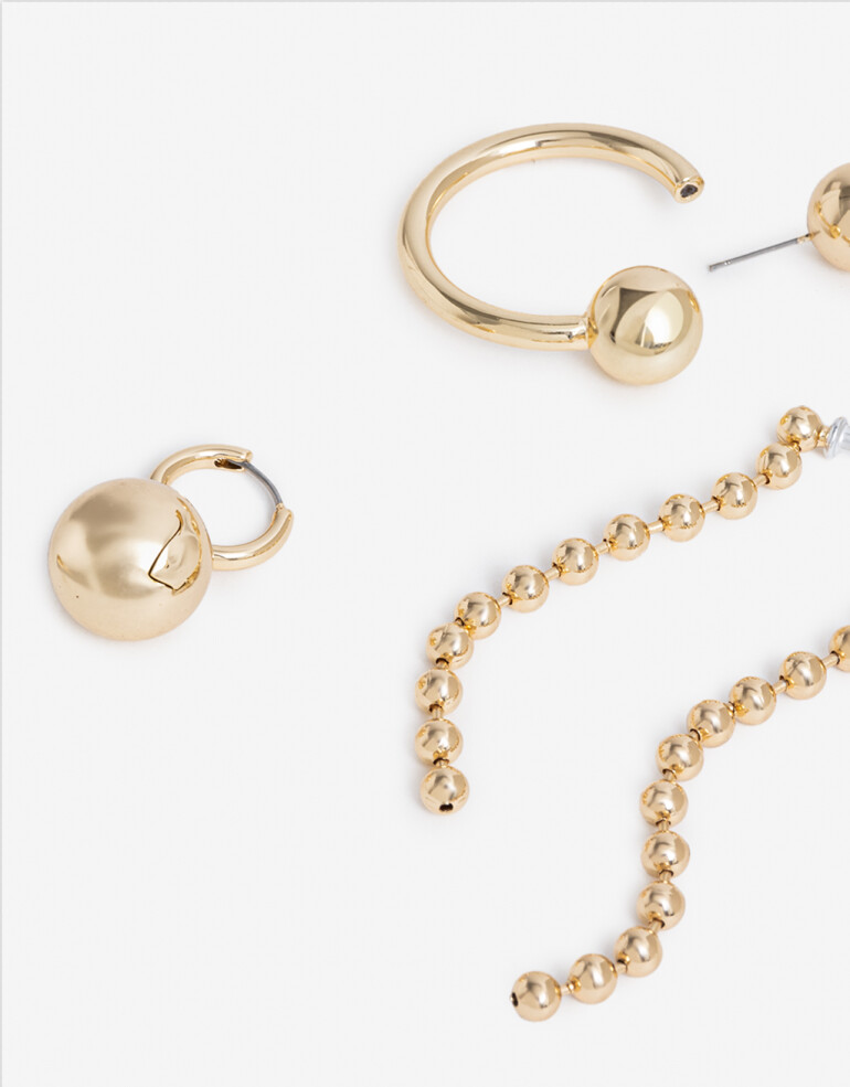 Aros Sets Metal Set De Aros Bolones - Dorado