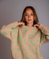 Buzo Print beige con verde