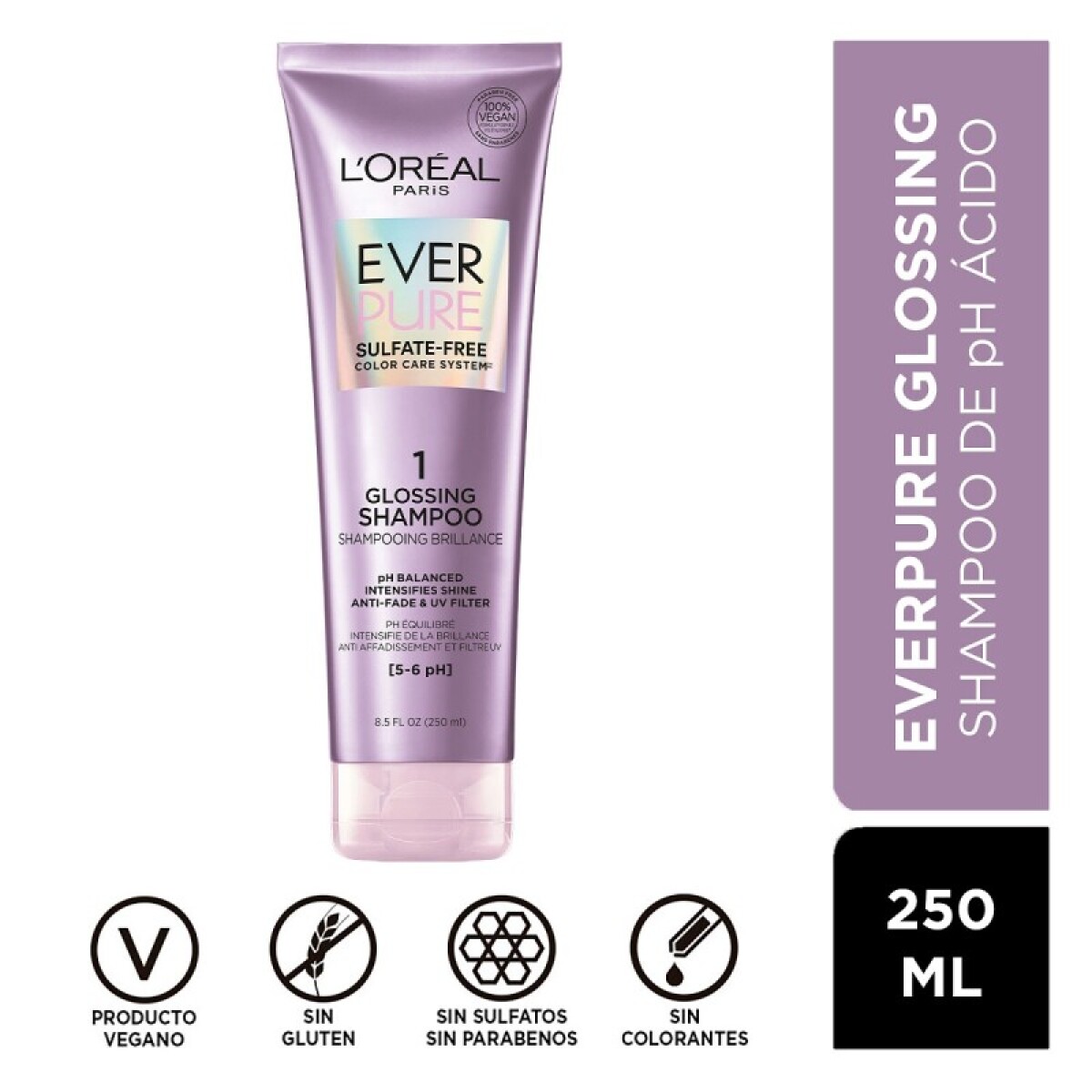 LOréal Ever Pure Glossing Shampoo 250ml ¿ Cabello Brillante - L¿Oréal Ever Pure Glossing Shampoo 250ml ¿ Cabello Brillante 