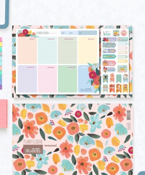 Planificador semanal ibi craft - 52 h. (166x210mm)+12 h. Stickers - Coleccion "Flowers" Planificador semanal ibi craft - 52 h. (166x210mm)+12 h. Stickers - Coleccion "Flowers"