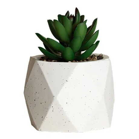 Mini Planta Artificial Decorativa Maceta Rombos en Cemento Verde