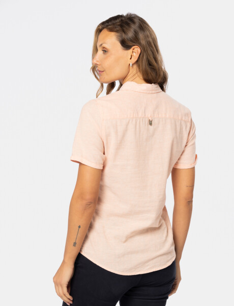 CAMISA DE LINO MEDIO BOTÓN Rosado