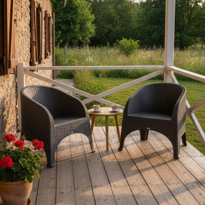 Set 2 Sillones Olivia ratán MARRON