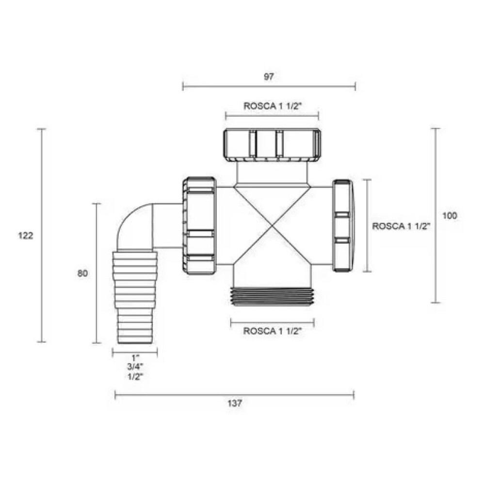 Conexión para maquina lavarropas o lavaplatos 1 1/2" Conexión Para Maquina Lavarropas O Lavaplatos 1 1/2"