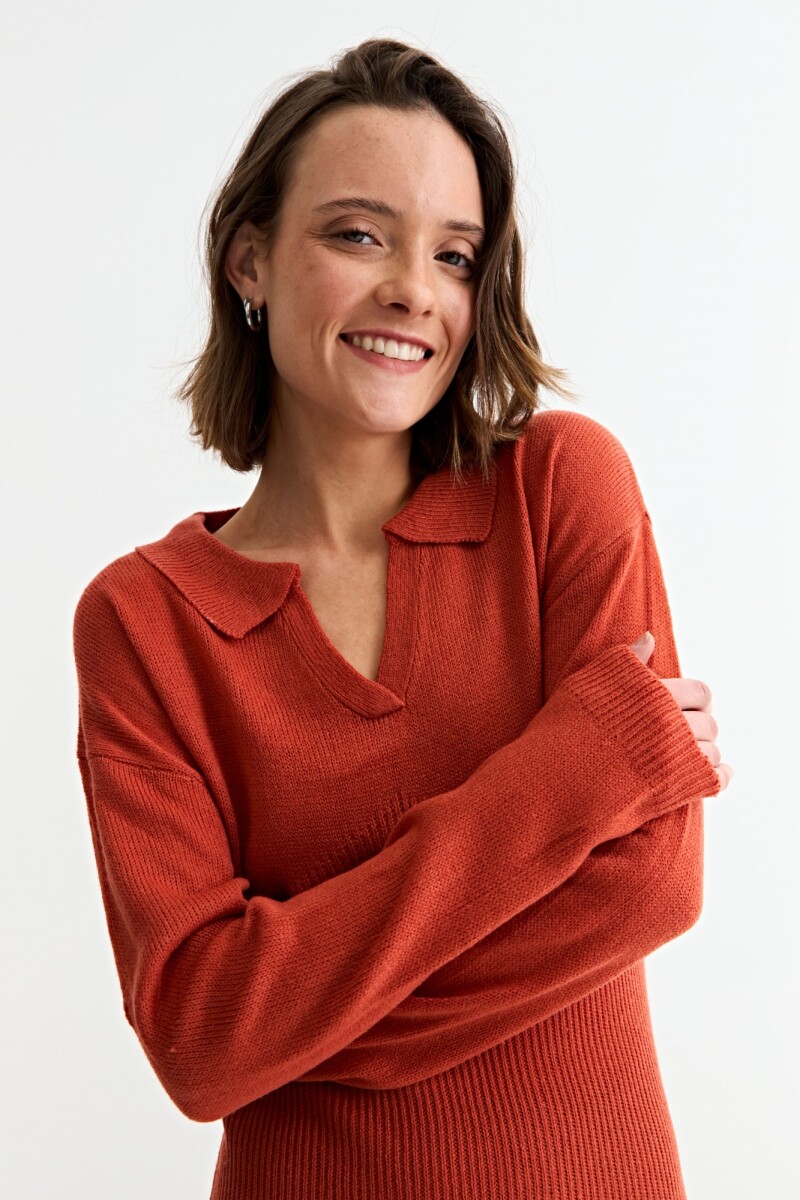 Vestido tejido cuello polo LACRE