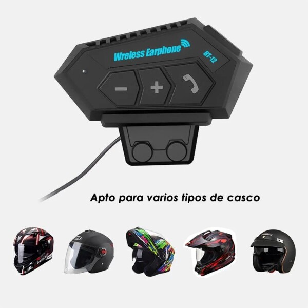 Intercomunicador Motos Auriculares Manos Libres Bt Casco Variante Color Negro