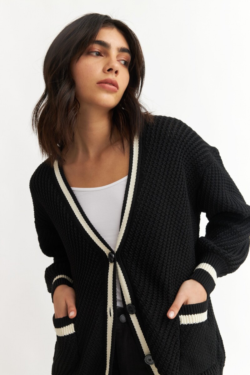 Cardigan con detalles en contraste NEGRO