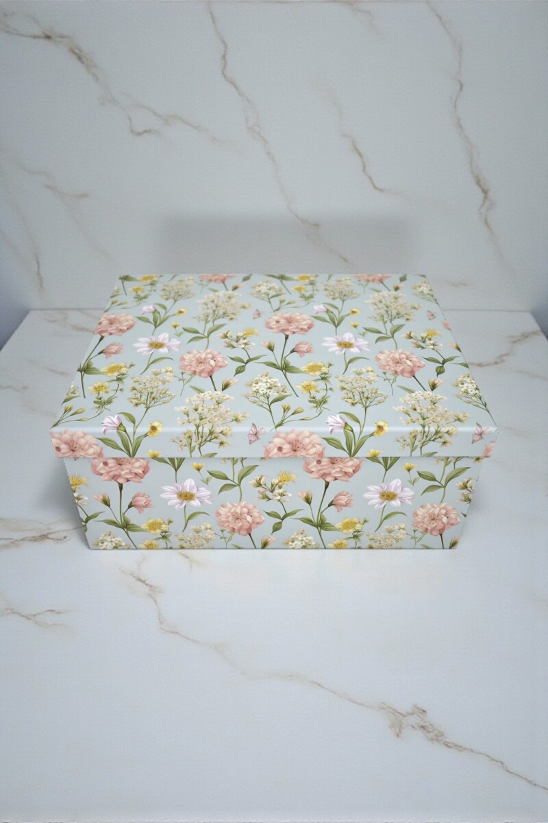 Caja rigida - flores - 23 x 30,5 x 13 