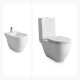 JUEGO DE INODORO CON MOCHILA TOUCHLESS Y BIDET INCLUYE TAPA MARCA FERRUM LINEA FONTANA BLANCO