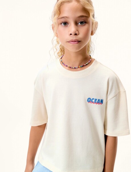 BLUSA MANGA CORTA INFANTIL CON ESTAMPA BEIGE