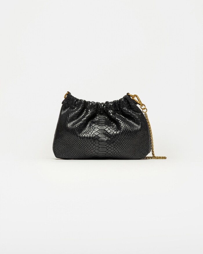 Mini Bag Gina en cuero gamuza anaconda Negro
