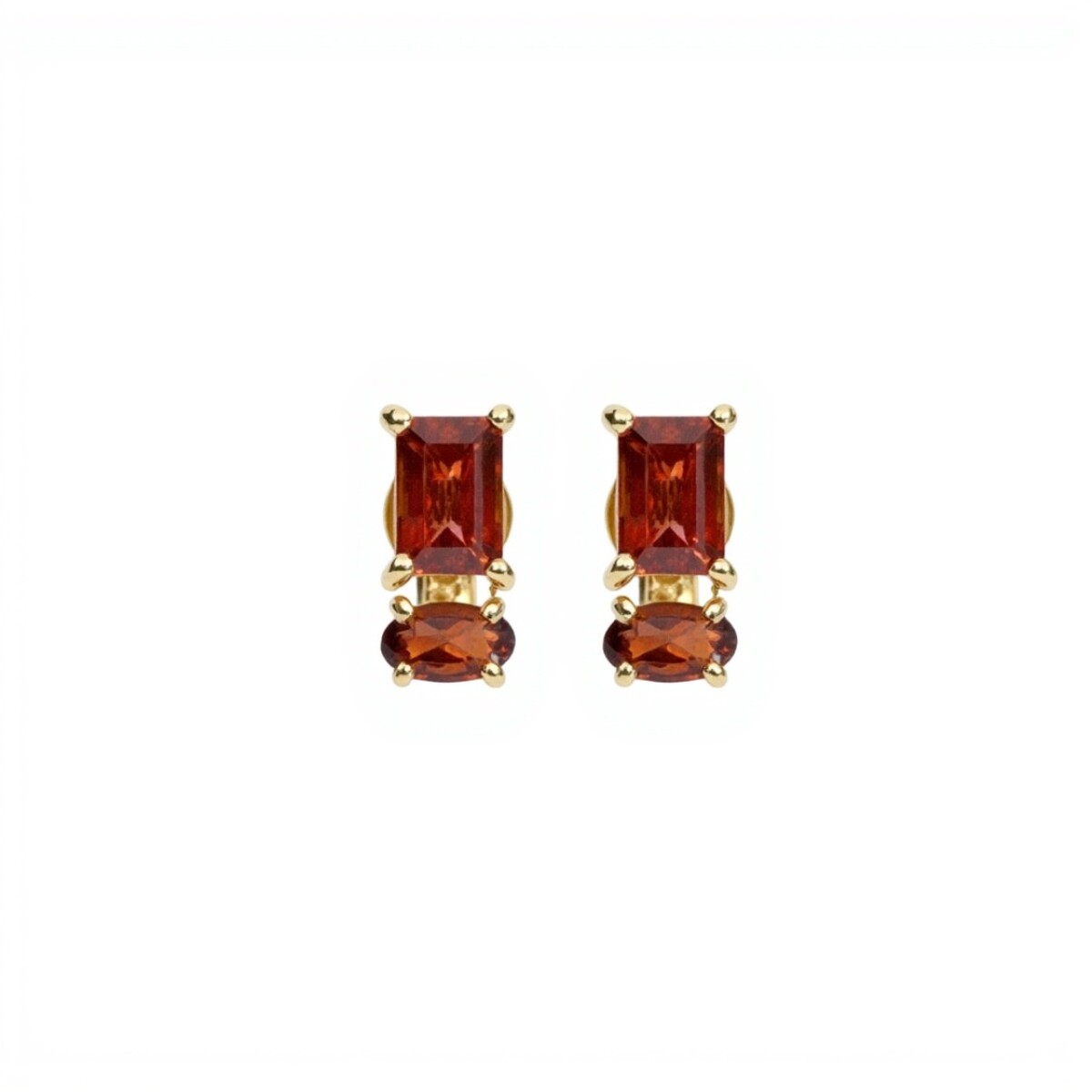 Caravanas Alina-Plata rodinada con micra de oro 18k- Piedra Granate-CA2024 - conpiedra 