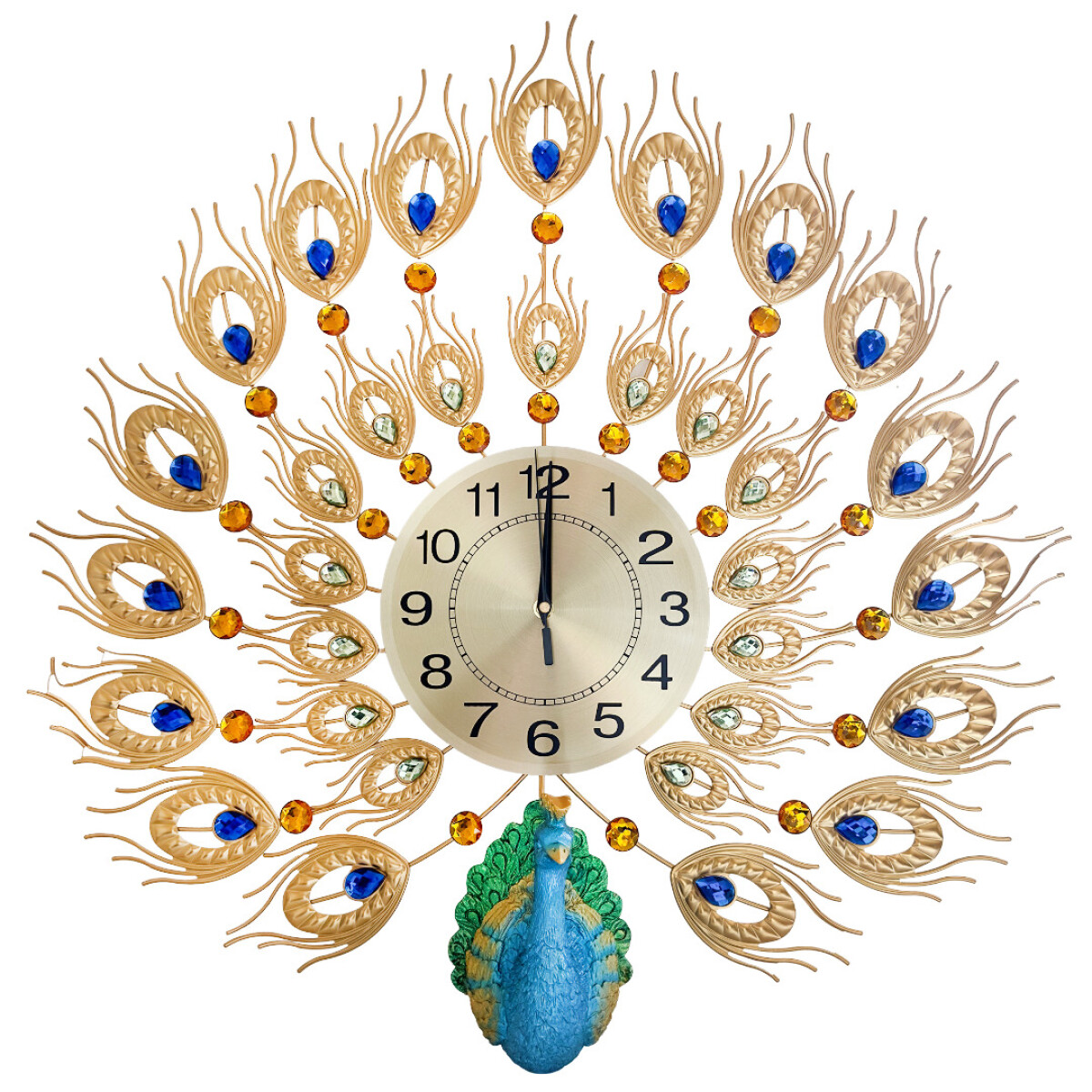 Reloj De Pared Pavo Real Frontal Alto 