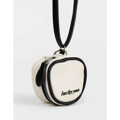 Monedero Negro Con Correa Combinación Bicolor