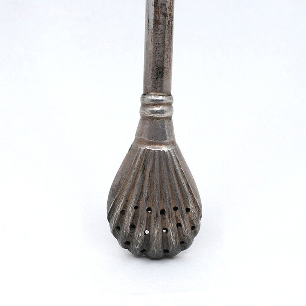 Bombilla Antigua Larga En Plata Y Oro. Excelente Trabajo De Plateria Bombilla Antigua Larga En Plata Y Oro. Excelente Trabajo De Plateria