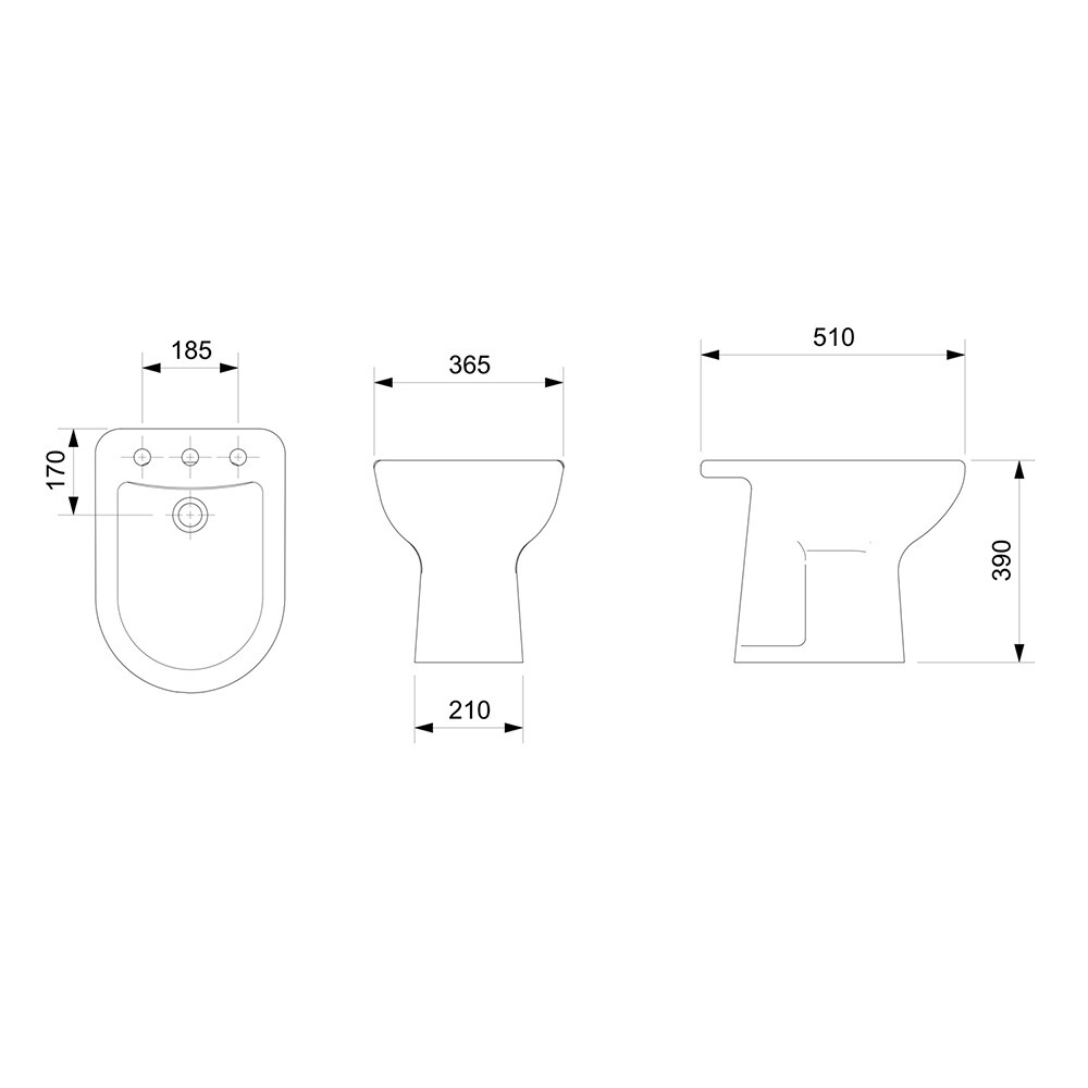 BIDET 3 AGUJEROS MODELO SMART BLANCO CON DUCHA CELITE Bidet 3 Agujeros Modelo Smart Blanco Con Ducha Celite