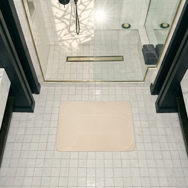 Alfombra secado rápido absorbente beige lineas Alfombra secado rápido absorbente beige lineas