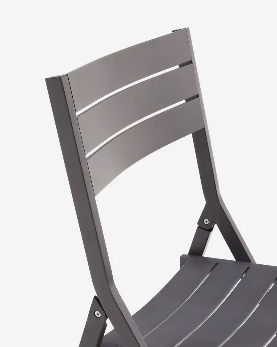 Silla de exterior plegable Torreta de aluminio con acabado gris oscuro Silla de exterior plegable Torreta de aluminio con acabado gris oscuro