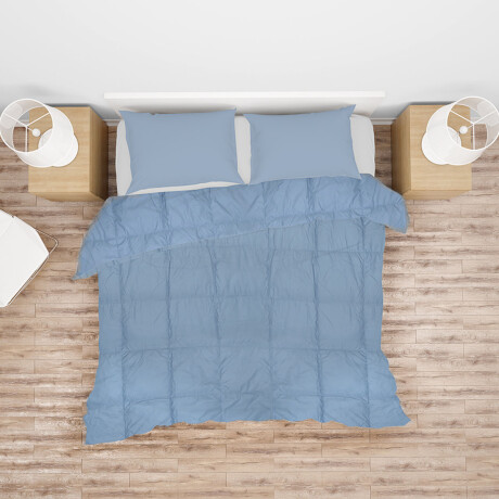 Set Invierno Acolchado Plumas 2 Plazas + Manta Frazada Polar índigo