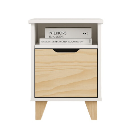 Mesas De Luz Melaminico 18mm Madera Nórdica Dormitorio Blanco