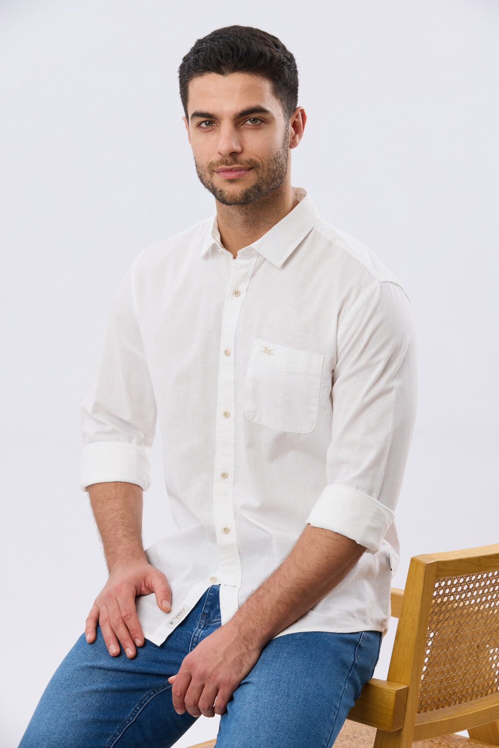 CAMISA LISA DE LINO Blanco
