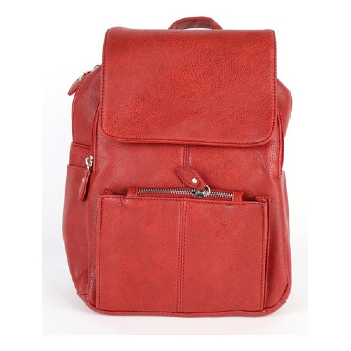 Mochila Canva Con Tapa Y Doble Cierre de cuero sintético - Rojo 