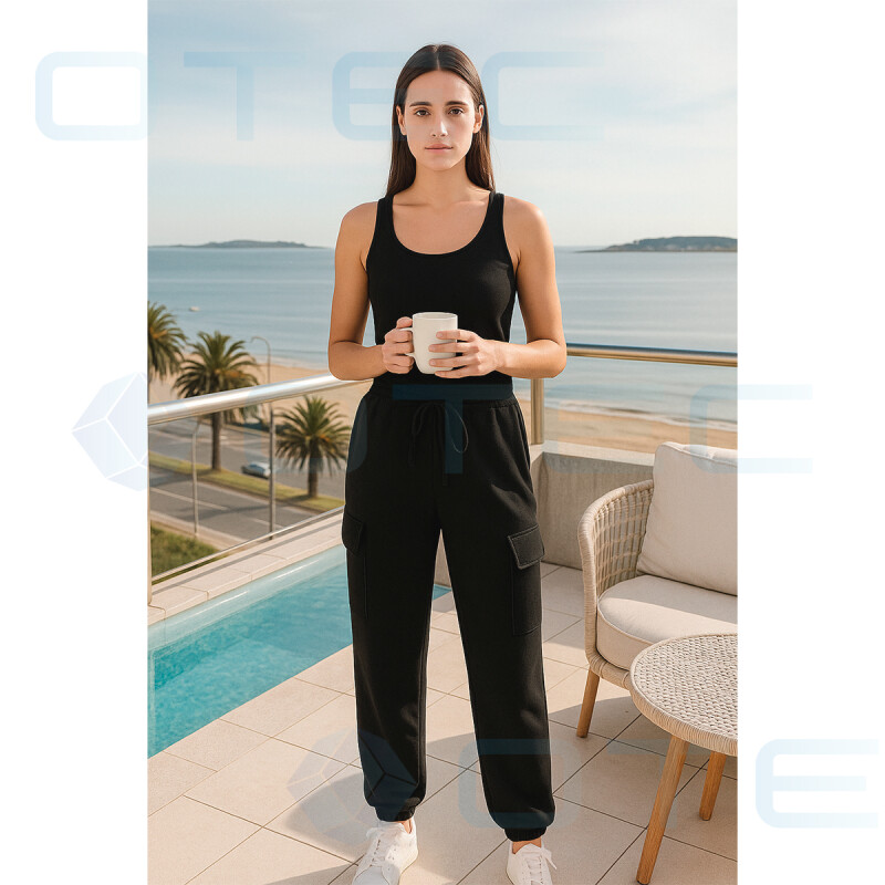 Pantalón Jogging Para Dama Deportivo Talla M-L Negro