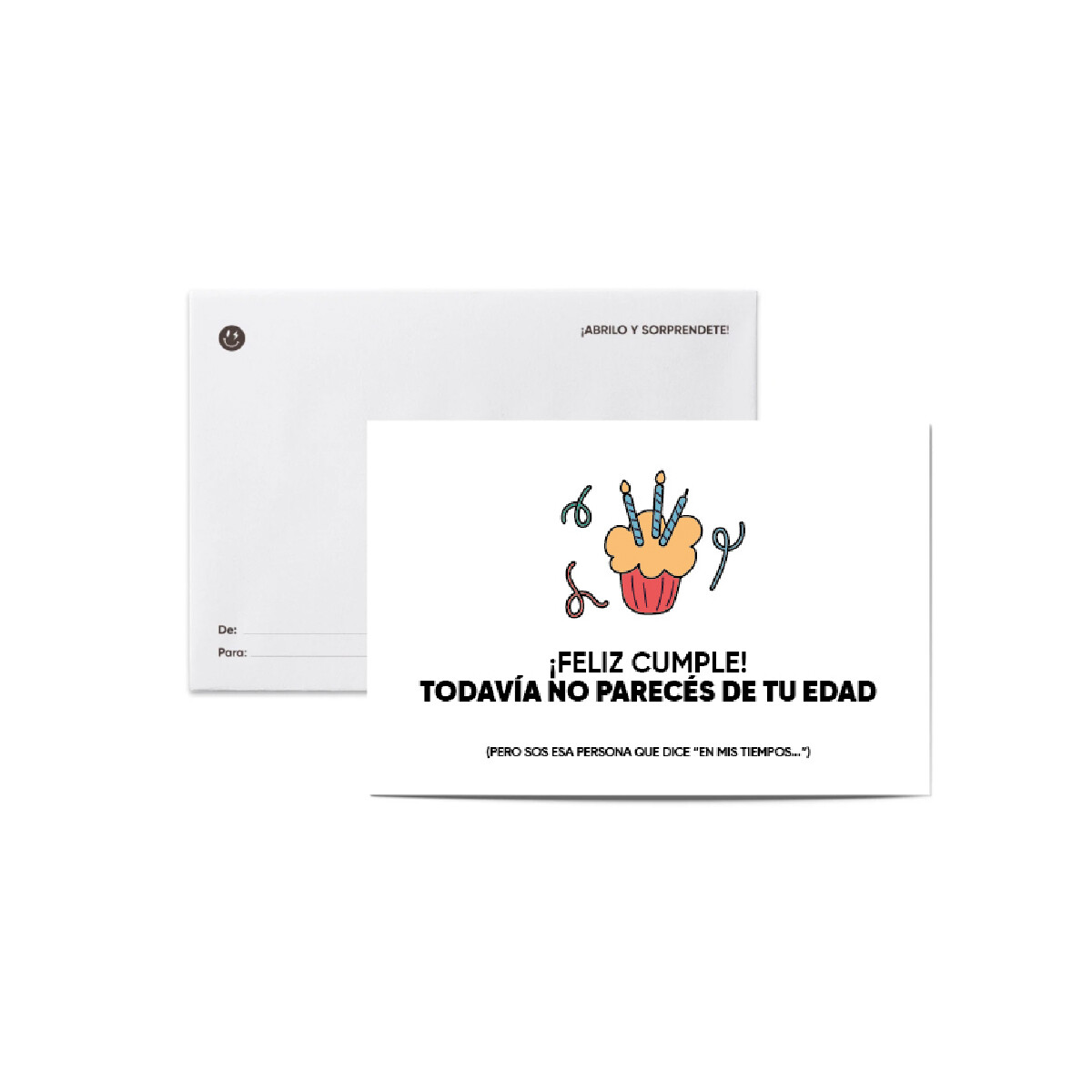 Tarjeta smile con sobre "Feliz cumple" 