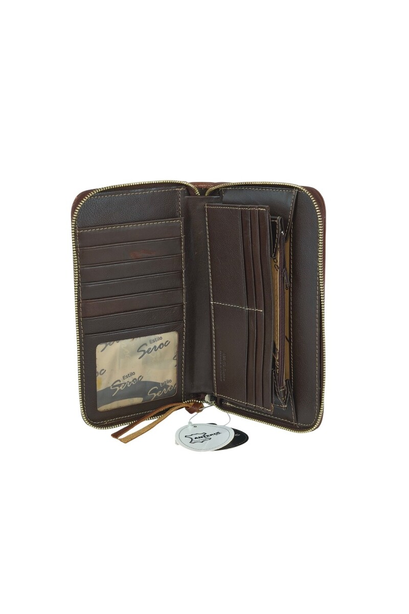 Monedero grande para pasaportes Marrón