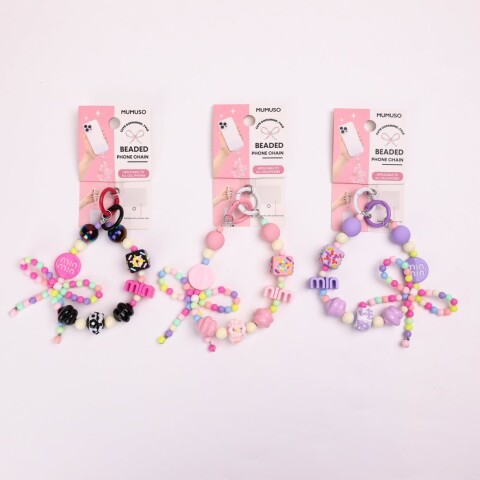 CADENA PARA TELÉFONO CON CUENTAS Y MOÑO CADENA PARA TELÉFONO CON CUENTAS Y MOÑO