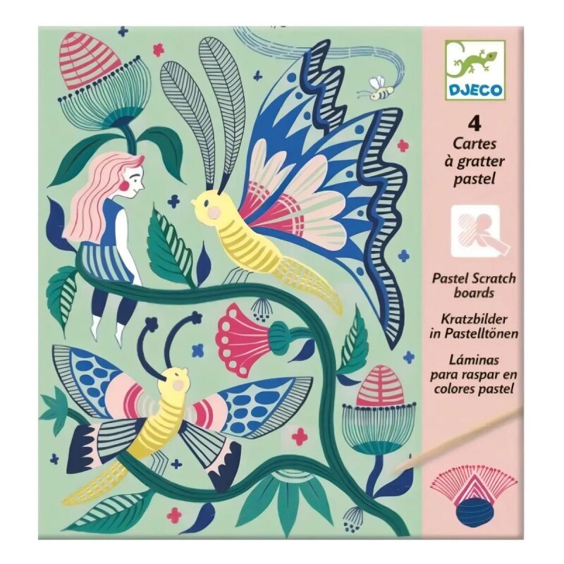 Set x4 láminas p/raspar en colores pastel 6-10 años Melissa Catrillon