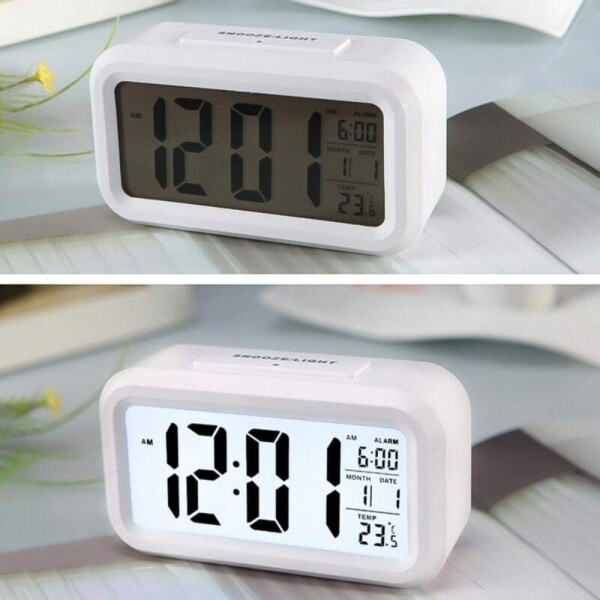 Reloj Despertador Digital Fecha Temperatura Alarma Luz Led Color Variante Blanco