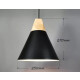 Lampara Colgante De Techo Campana Nordica Metal Madera Negro
