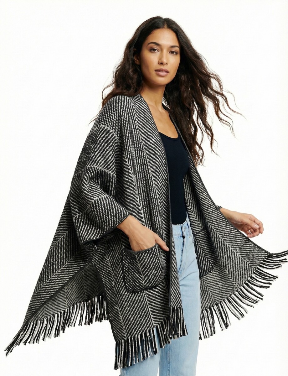 Kimono Herringbone - Negro/gris 