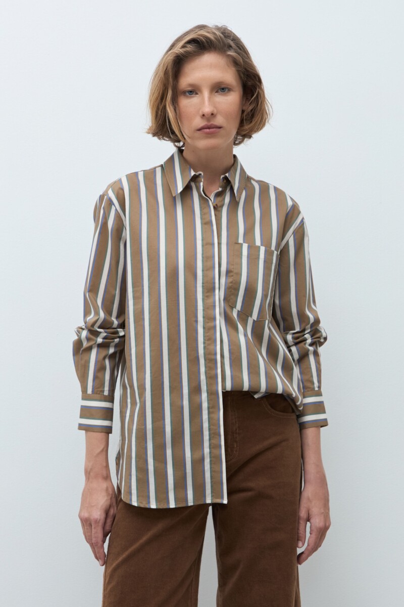 Camisa rayada khaki
