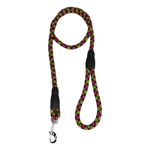 Correa Perros Reforzada Gruesa 120Cm Para Arnes Collar Variante Color Amarillo y Rosa
