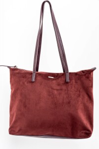 Travel Bag Gamuza Vegana Con Cierre Bordeaux