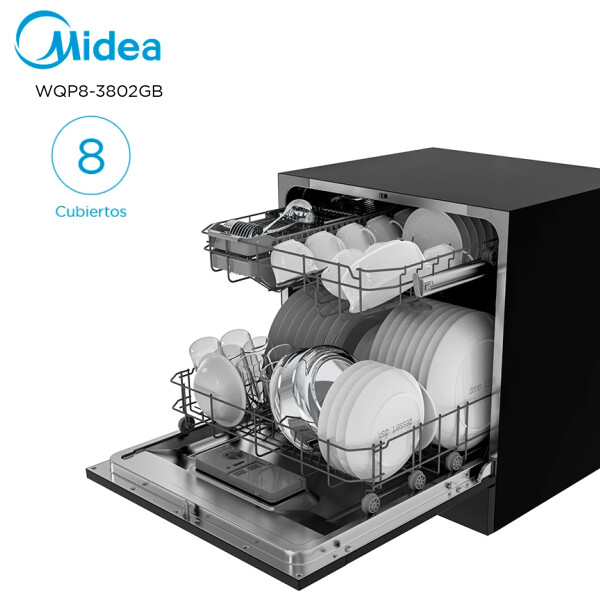 Lavavajillas Midea Wqp83802 Gb 8 C LAVAVAJILLAS MIDEA WQP8393802GB NEGRO